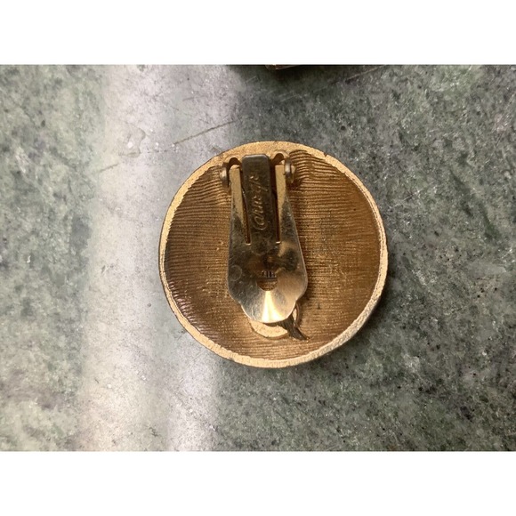 Vintage CARNEGIE deco Style Pave Gold-tone Clip On Earrings - Picture 12 of 16